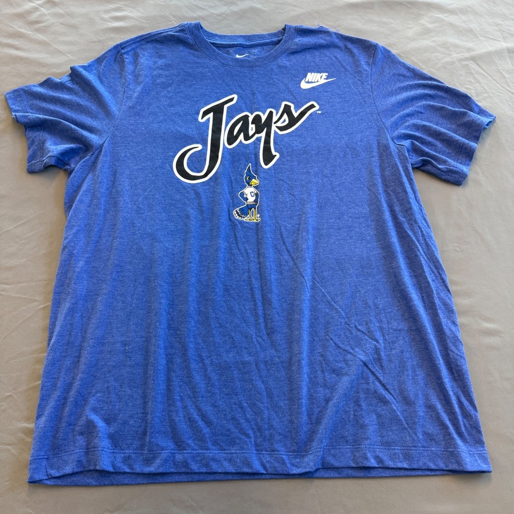 Nike Creighton Bluejays T-Shirt Mens Large Blue Jays Mascot Graphic NCAA Tee